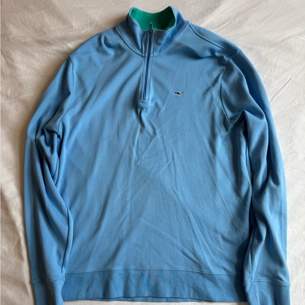 Vineyard Vines Blue Zip Up Sweater with Logo